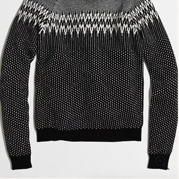 J. Crew Black and White Wool-Blend Fair Isle Sweater - Size S - Picture 2 of 5